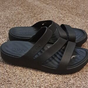 CROCS Black Strappy Getaway Slide Sandals